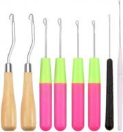 🧶 bcmrun wooden bent latch hook crochet needle set - 8pcs hair tool kits for hair braiding, carpet making, and crafts, suitable for kids and adults logo