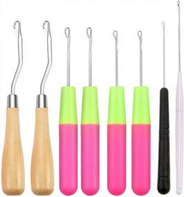 img 4 attached to 🧶 BCMRUN Wooden Bent Latch Hook Crochet Needle Set - 8Pcs Hair Tool Kits for Hair Braiding, Carpet Making, and Crafts, Suitable for Kids and Adults