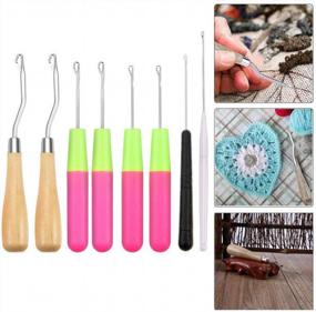 img 2 attached to 🧶 BCMRUN Wooden Bent Latch Hook Crochet Needle Set - 8Pcs Hair Tool Kits for Hair Braiding, Carpet Making, and Crafts, Suitable for Kids and Adults