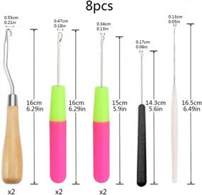 img 3 attached to 🧶 BCMRUN Wooden Bent Latch Hook Crochet Needle Set - 8Pcs Hair Tool Kits for Hair Braiding, Carpet Making, and Crafts, Suitable for Kids and Adults