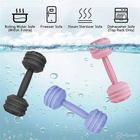 img 1 attached to SPRACT Baby Teething Toys - Silicone Dumbbell Teething Toy for 6-12 Month Olds - Baby Rattles and Chew Toys for Boys and Girls - Suction Safe