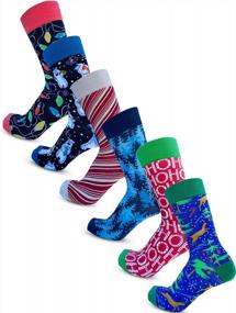 img 4 attached to 6-Pack Men'S Christmas Socks Crew Dress Socks Bolter