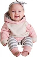 unisex baby hooded sweatsuit with long sleeve top and pants - perfect outfit set for infants logo