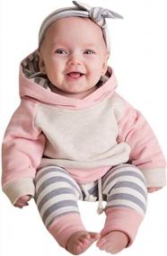 img 4 attached to Детский спортивный костюм унисекс с капюшоном, топом с длинным рукавом и брюками - идеальный комплект одежды для младенцев