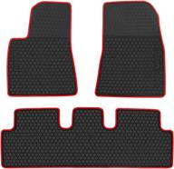 🚗 san auto custom fit car floor mats for tesla model 3 - 2017 to 2022 | black red rubber floor liners set - all weather protection | heavy duty, odorless logo