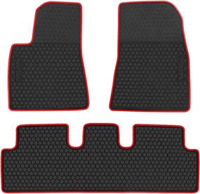 img 4 attached to 🚗 San Auto Custom Fit Car Floor Mats for Tesla Model 3 - 2017 to 2022 | Black Red Rubber Floor Liners Set - All Weather Protection | Heavy Duty, Odorless