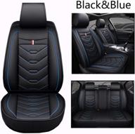 🚗 n/a b004 full set waterproof leather car seat cover for women and men, universal fit set for cars, suvs, and pick-up trucks, auto interior accessories in black-blue logo