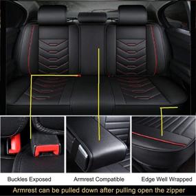 img 2 attached to 🚗 N/A B004 Full Set Waterproof Leather Car Seat Cover for Women and Men, Universal Fit Set for Cars, SUVs, and Pick-up Trucks, Auto Interior Accessories in Black-Blue