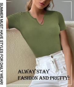 img 2 attached to Versatile And Stylish: BRABIC Short Sleeve Bodysuits For Women In Attractive V-Neck Design