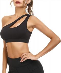 img 2 attached to Sykooria Womens One Shoulder Sports Bras Workout Yoga Bras Sexy Cute Medium Support Crop Top