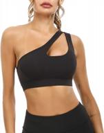 sykooria womens one shoulder sports bras workout yoga bras sexy cute medium support crop top logo
