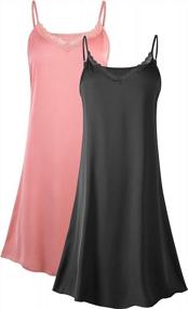 img 4 attached to Femofit Satin Nightgowns For Women Two Packs Nightgown Sexy Chemise Silk Nightie Nightie Cami Lounger Dress Full Slip
