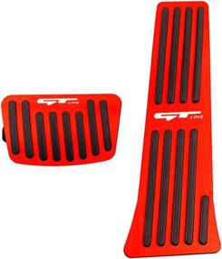 img 4 attached to Hecotrax For K For 5 2020-2022 Aluminum Performance Pedals Set Non-Slip Accelerator And Brake Pedals Cover No Drill Brake Gas Accelerator Accessories（Red）