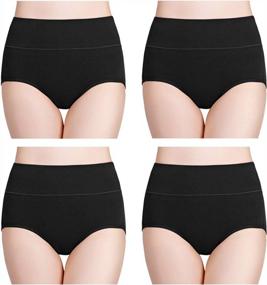 img 4 attached to Women'S High Waisted Cotton Underwear Soft Full Briefs Panties Multipack For Ladies