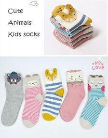 img 1 attached to Носки с милыми мультяшными животными для детей - мягкие и дышащие хлопковые носки для мальчиков и девочек