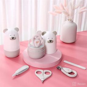 img 3 attached to 🐻 Newborn Manicure and Pedicure Set - 4-in-1 Baby Nail Clippers with Cute Case, Infant Fingernail and Toenail File Kit, Perfect New Mom Grooming Gift (Bear White)