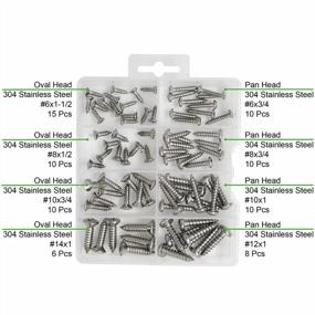 img 3 attached to 79-Piece Assortment Kit Of #6 To #12 304 Stainless Steel Sheet Metal Screws With Oval And Pan Heads By T.K.Excellent