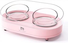 img 4 attached to Marchul Dog Bowl, Glass Dog Water Bowl No Spill, Raised Dog Bowl Stand For Puppy And Dogs, Dog Food Bowl With Elevated For Small Pet And Cats (Pink)