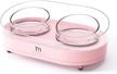 marchul dog bowl, glass dog water bowl no spill, raised dog bowl stand for puppy and dogs, dog food bowl with elevated for small pet and cats (pink) logo