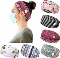 chalier 6 pcs nurse headbands with buttons for mask face coverings boho headbands for women non slip hair accessories ear protection wraps gifts logo