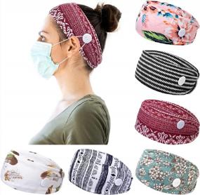 img 4 attached to Chalier 6 Pcs Nurse Headbands With Buttons For Mask Face Coverings Boho Headbands For Women Non Slip Hair Accessories Ear Protection Wraps Gifts