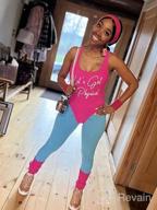 картинка 1 прикреплена к отзыву 💪 Womens 80s Workout Costume with Neon Legging, Leotard, Headband, and Wristbands - Miaiulia 80s Accessories Set от Jeffrey Crutcher