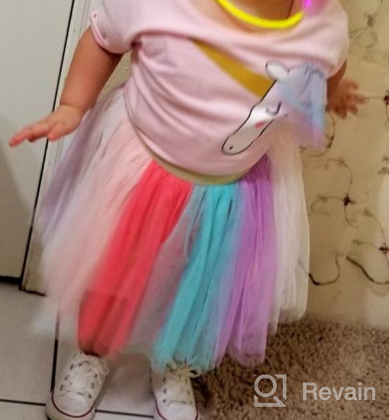 img 1 attached to Colorful Tutu Lace Skirts With Baby Girl Unicorn T-Shirt Top - Summer Fashion Outfits For Kids review by Lois Dennis