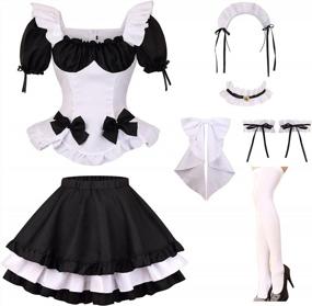img 1 attached to Womens French Maid Lolita Cosplay Costume With Socks For Halloween And Anime Conventions By GRAJTCIN
