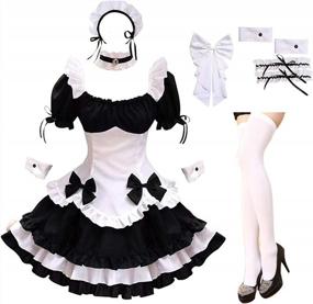 img 4 attached to Womens French Maid Lolita Cosplay Costume With Socks For Halloween And Anime Conventions By GRAJTCIN