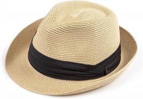 img 4 attached to DRESHOW Women Straw Fedora Sun Hat UPF 50+ Wide Brim Roll-Up Panama Beach Hat