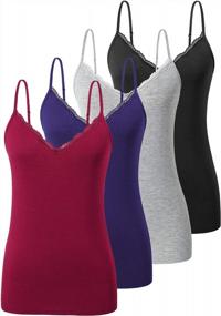 img 4 attached to Vislivin Women'S Lace Tank Tops With Adjustable V-Neck Cami - Pack Of 4 Plain Camisoles For Sexy Undershirts