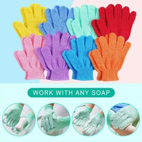 img 3 attached to Exfoliating Shower Gloves (16 Pcs) - Double Sided, Deep Clean Dead Skin For Spa Massage Beauty Skin Scrubber Bathing Accessories - 8 Multi-Colors