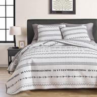 boho white quilt set full queen size - 3 pieces black and white geometric arrow striped bedspread, soft microfiber coverlet for all seasons - includes 1 quilt and 2 pillow shams by flysheep logo