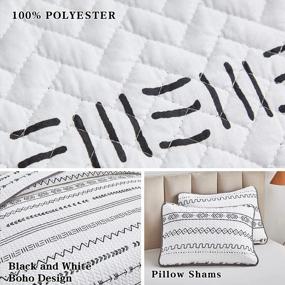 img 2 attached to Boho White Quilt Set Full Queen Size - 3 Pieces Black And White Geometric Arrow Striped Bedspread, Soft Microfiber Coverlet For All Seasons - Includes 1 Quilt And 2 Pillow Shams By FlySheep