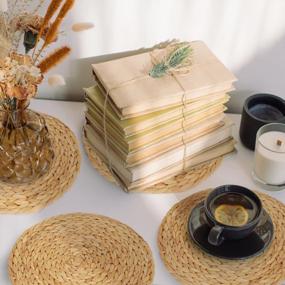 img 1 attached to HNCmua Round Water Hyacinth Wicker Placemats Set Of 4 - Woven Placemats, Seagrass Placemats, Table Mats, Diameter 13.78 Inches