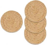 hncmua round water hyacinth wicker placemats set of 4 - woven placemats, seagrass placemats, table mats, diameter 13.78 inches logo