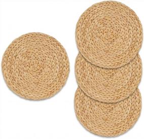 img 4 attached to HNCmua Round Water Hyacinth Wicker Placemats Set Of 4 - Woven Placemats, Seagrass Placemats, Table Mats, Diameter 13.78 Inches
