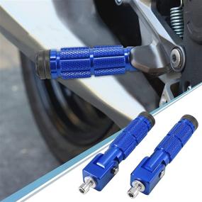 img 2 attached to Motoforti 1 Pair 8Mm Aluminum Alloy Universal Motorcycle Folding Rearsets Rear Footrest Footpeg Pedal Peg Bike Cycling Blue