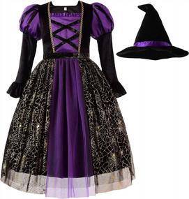 img 4 attached to Хеллоуинское платье ведьмы-паука для девочек от ReliBeauty - жуткий стиль, который очарует всех!