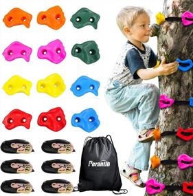 img 4 attached to Perantlb Ninja Tree Climbing Holds For Kids - 6 Ratchet Straps, Outdoor Obstacle Course & Carry Bag!