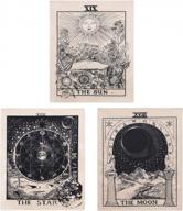 🌙 awaytr set of 3 tarot tapestry wall hanging decor - star, sun, and moon tarot card tapestries - bohemian room decoration in black and white - 20x16 inches логотип