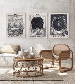 img 2 attached to 🌙 AWAYTR Set of 3 Tarot Tapestry Wall Hanging Decor - Star, Sun, and Moon Tarot Card Tapestries - Bohemian Room Decoration in Black and White - 20x16 inches