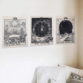 img 1 attached to 🌙 AWAYTR Set of 3 Tarot Tapestry Wall Hanging Decor - Star, Sun, and Moon Tarot Card Tapestries - Bohemian Room Decoration in Black and White - 20x16 inches