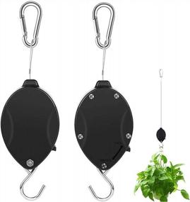 img 4 attached to 2-Pack Of TIHOOD Plant Pulley Retractable Hangers - Heavy-Duty Hooks For Hanging Plants, Garden Baskets, Pots, And Birdhouses. 5-Foot Reach With 55-Lb Weight Limit.