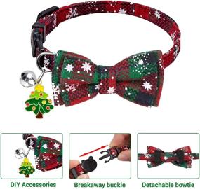 img 3 attached to 🎄 12312 GRACCEE 3Pack Christmas Cat Collars: Festive Breakaway Collars with Bow Tie, Bell & Snowflake Plaid Design - Adjustable and Safe for your Puppy and Kittens