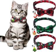 🎄 12312 graccee 3pack christmas cat collars: festive breakaway collars with bow tie, bell & snowflake plaid design - adjustable and safe for your puppy and kittens логотип