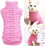 🐶 stylish knitted braid plait turtleneck sweater: perfect outwear for dogs & cats - pink, xs logo