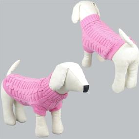img 3 attached to 🐶 Stylish Knitted Braid Plait Turtleneck Sweater: Perfect Outwear for Dogs & Cats - Pink, XS