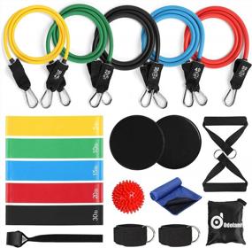 img 4 attached to Odoland 21Pcs Resistance Bands Set, Exercise Loop Bands With Door Anchor, Handles, Core Sliders, Ankle Straps, Massage Ball And Sport Towel For Resistance Training, Physical Therapy, Home Workouts
