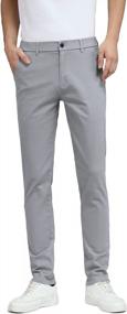 img 2 attached to Stylish And Comfortable Plaid&Plain Men'S Skinny Stretchy Khaki Pants - Colored Slim Fit Slacks For The Fashionable Man